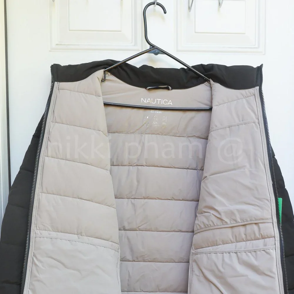 NWT Nautica Men's  Puffer Bomber Jacket   IN BLACK - Picture 6 of 6